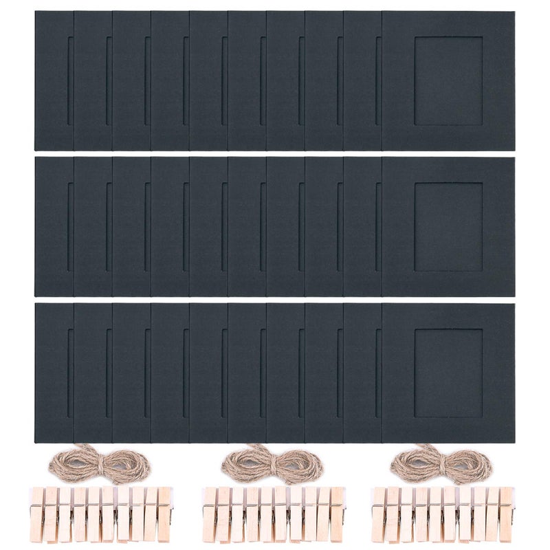 Sunmns Wall Decor Hanging Display Paper Photo Frame Set Compatible with Fujifilm Instax Mini 11 9 8 70 90 26 Camera Films, Mini Link Printer, 30 Piece (Black) - Image 1